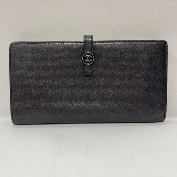 Chanel Series 10 Grained Calfskin CC Button Long Wallet - Black - Preowned - Picture 2 of 16